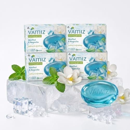 Fiama Cooling Gel Bar Soap Menthol & Magnolia, Cooling and Refreshing Bath Soap with Skin Conditioners, Long-Lasting Freshness, Hydrating Gel Formula for Men & Women. (Pack of 4, 500g)