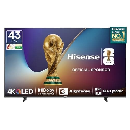 Hisense 108 cm (43 Inches) 4K Ultra HD Smart QLED TV | Dolby Vision Atmos, HDR10+, Dolby Audio | AI 4K Upscaler | ALLM | MEMC | HDR 10+Decoding | Voice Control | VIDAA OS | 43E7Q (Black)