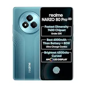 realme NARZO 80 Pro 5G (Racing Green,8GB+128GB) | Segment's 1st MediaTek Dimensity 7400 Chipset | 6000mAh Titan Battery + 80W Ultra Charge | 4500nits HyperGlow Esports Display | IP69 Waterproof