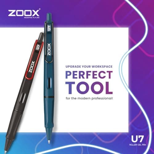FLAIR Zoox U7 Roller Gel Pen | Unique Wire Clip with Spring Action | Stunning Matt Body Minimalistic Design | 5 Unique Body Shades & Aesthetic Look | Blue Ink, Pack of 6 (Body Color May Vary) 5