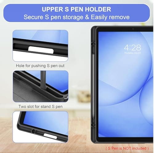 RTSY Keyboard Case for Samsung Galaxy Tab A11+ / A11 Plus 2025 (11 Inch) & A9+/ A9 Plus 2023 (11 Inch) with Multi Viewing Angle, Wireless Detachable Folio KB Cover with S Pen Holder-Black 3
