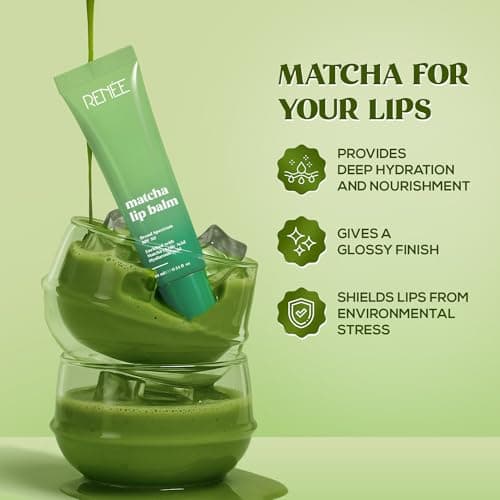 RENEE Matcha Lip Balm For Dry, Chapped Lips With SPF 50 | Nourishes, Repairs & Protects Lips | Reduces Pigmentation, Glossy Finish | Matcha Oil, Kojic Acid & Hyaluronic acid | 10 g 2