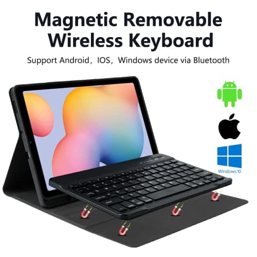 Galaxy Tab S6 Lite 10.4' 2020 Case with Keyboard, Detachable BT Keyboard for Samsung Model SM-P610 / SM-P615 - Tablet Case for Galaxy Tab S6 Lite SM P610 P615 - Keyboard Case with S Pen Holder, Black 5