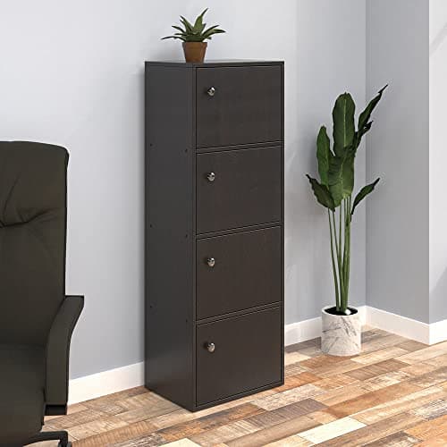 Nilkamal Cary Engineered Wood 4 Shelf Book Case | Book Cabinet with 4 Level Storage (Finish: New Wenge)