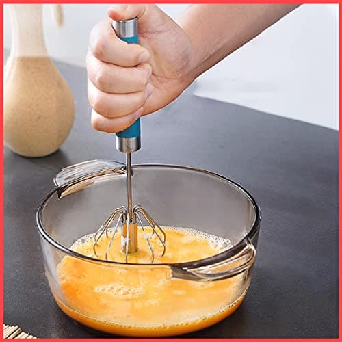 Wolpin Stainless Steel Hand Whisk | Manual Hand Mixer & Egg Beater for Kitchen Baking, Whipping Cream, and Mixing Ingredients