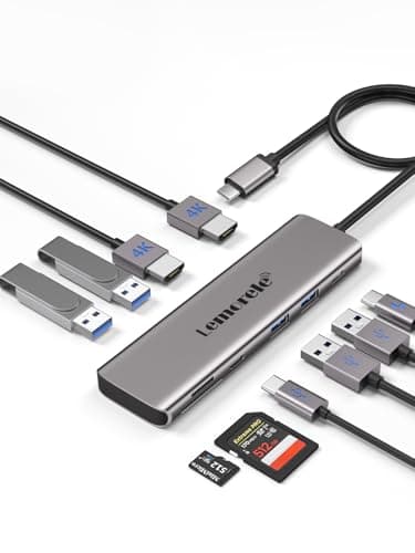 Lemorele USB C Docking Station Charging Hub with 4xUSB, 3.0Data, 100W PD, SD/TF Slot for Windows Devices