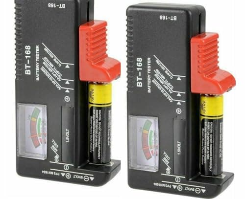 ROBOWAY 2Pcs BT-168 Universal Battery Tester for AA AAA C D 9V & Button Cell | No-Battery Required | Analog Color Meter | Household & Rechargeable Battery Checker (Pack of 2)