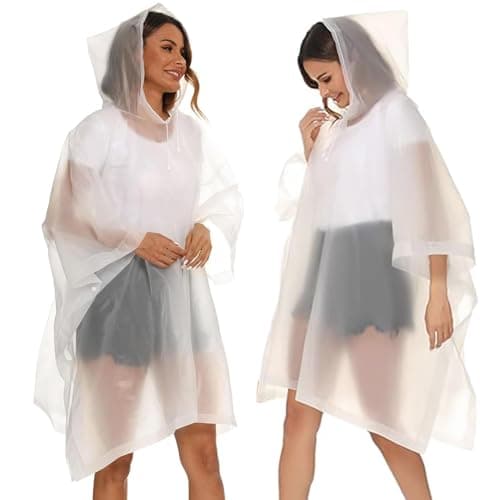 Pivalo EVA Poncho Raincoat Transparent Hooded Water Resistant Rain Jacket with Sleeves for Women Men Camping Rainy Season Travel - White 3