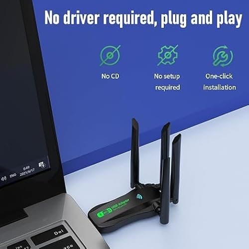 USB Adapter, 1200Mbps USB 3.0 Network Dongle with High Gain 4 Antennas, Dual Band Network Adapter for Desktop Computer Laptop 5