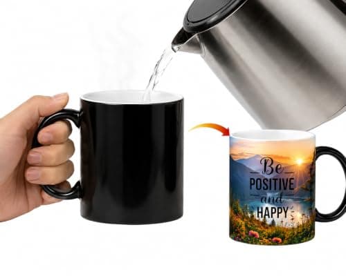 Personalized Magic Mug Custom Photo Mug Heat Sensitive Color Changing Coffee Mug Customized Gift for Birthday Anniversary Couple Gift Black 325ml