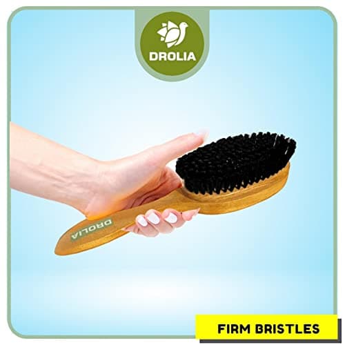 DroliaFresh Premium Coat Brush Dust Remover for Clothes, Suitable for Cloth Cleaning and as Lint Remover for Blazers, Jackets & Suits. Polished Hardwood PP Bristles (Pack of 1) Brown 5