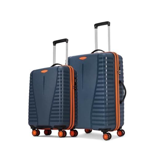Aristocrat Airpro-Max Set of 2 Cabin & Medium Size Trolley Bags, Lightweight Polypropylene Case Luggage, 8 Wheels, Combination Lock, Travel-Friendly, 3-Yr International Warranty, Spanish Blue