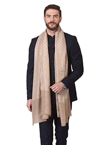 Pashtush His and Her set of Fine Wool Stoles, With Premium Gift Box, Beige and Maroon 5