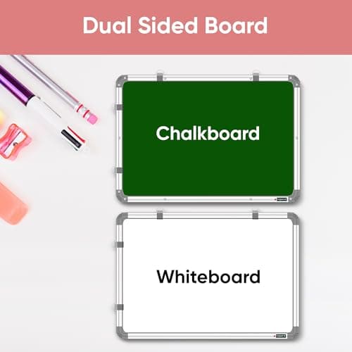 YAJNAS 2x3 Feet Non Magnetic Double Sided White Board and Chalk Board, One Side White Marker and Reverse Side Green Chalk Board Surface - Pack of 4 Items (One 2x3 feet Board + 3 Items) 3