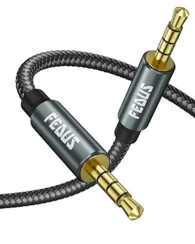 FEDUS PURETONE 3.5mm Male to Male Aux Cable Cord with Mic Microphone Support (4-Pole TRRS) 10 Meter Hi-Fi Audio, Nylon Braided, 24K Gold Plated for Phone, Car, Laptop, PC, Headphones,Speaker, Earphone