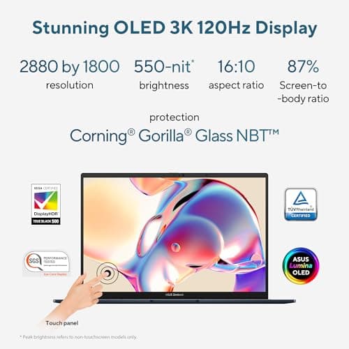 ASUS Zenbook 14, Intel Core Ultra 5 Series 2, 16GB RAM, 1TB SSD, 3K OLED 14", Touchscreen, Win 11, Office Home 2024, Ponder Blue, 1.28kg, UX3405CA-PZ162WS, Intel Arc iGPU, M365 Basic (1Year)* Laptop 4