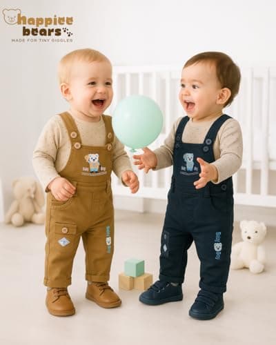 Baby Boy Dungaree Set Soft Cotton T-Shirt & Denim Style | Birthday & Outfit for Infants & Toddlers | Stylish & Comfortable Daily Outfit | 0-6M, 6-12M, 12-18M | Made in India 2