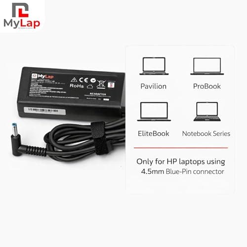 Mylap Blue Pin 65W Adapter for HP 65W AC Blue Pin Laptops Charger Adapter 4.5mm fit for HP Pavilion Black with 1 Year Replacement Warranty 3