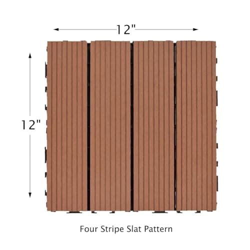 Garden Gyani WPC Deck Tiles 12 x 12 Inch – Interlocking Wooden Flooring Tiles | Water Resistant Anti-Slip Outdoor Indoor Floor Tiles for Balcony, Garden, Patio & Terrace (Brown, Pack Of 10) 3
