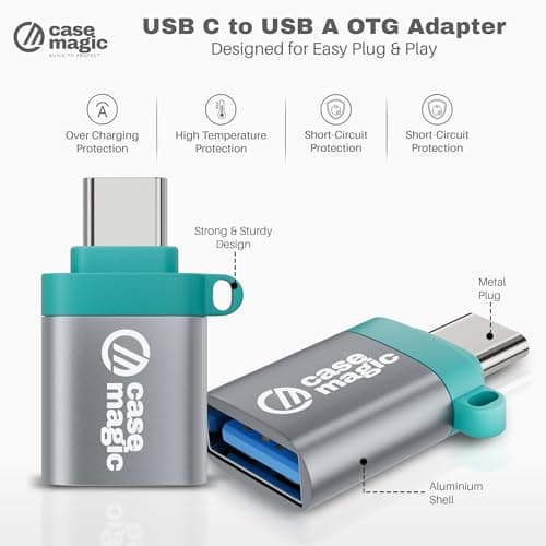 case-magic USB A 3.0 Female to USB C OTG Adapter Converter| 15W Fast Charging, 5Gbps Data Speed, Aluminum Shell Connector for Smartphones, Laptops, Tablets, Chargers, MacBook & All Type C Devices 2