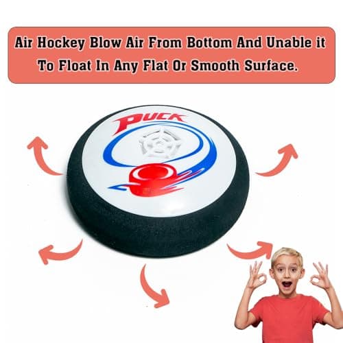 Toy Imagine™ Air Power Hockey Game Set – Indoor Tabletop Air Hockey for Kids & Adults | 1 Hover Puck + 2 Pushers | Fun Indoor Games for Boys Age 7-14 | Gift for Boys Age 12-14 (Batteries Included) 5