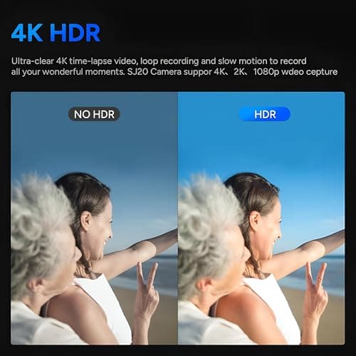 SJCAM SJ20 Dual-Lens UHD 4K30fps Action Camera | 8-Hour, Super Night Vision | 2.29' Dual Touch Screen | 40M Waterproof | 2.4G/5G Dual WiFi | Six-axis gyro stabilization for Live Steaming/Vlog | Black 4