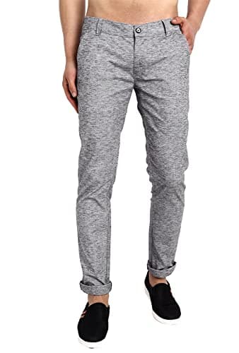 Majestic Man Slim Fit Formal Trousers for Men (Grey Black,34) | Rise Style: Mid Rise