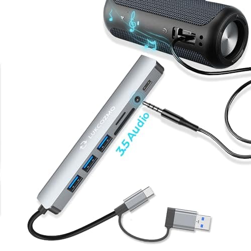 LUKCOZMO USB Hub USB C Hub USB Splitter 7 in 1 USB Extender with 4 USB Port 1 USBC Port TF/SD Card Reader Audio Output Compatible with MacBook/Pad Pro/Dell/HP Laptop/Phones… 5