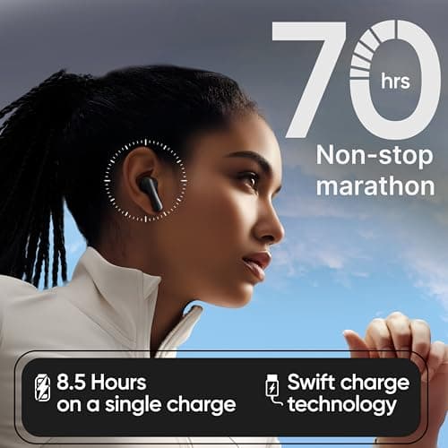 Mivi DuoPods Marathon Earbuds Wireless | Fast Charge | 70H Playtime | BT v5.3 | 13mm Drivers | Noise Cancellation | IPX4.0 TWS 5