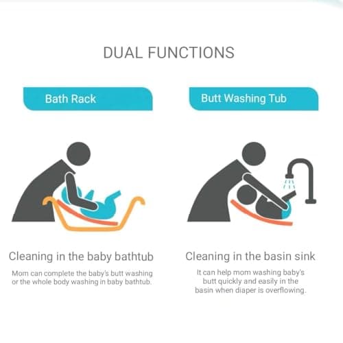 MOPPETS Clean Rinse Baby Hands-Free Buttock Washing Rack, Infant ; Multifunction Anti-Slip Baby Sponging Bather for Use on Counter Sink 0-12 Months (Washer-White) 4
