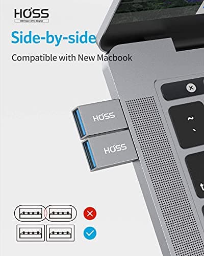 Hoss® Type C OTG Adapter[10Gps]- USB to C Type Converter Which Supports Superfast Data Sync, Compatible for MacBook Pro 2020/2019,iPad Pro 2020 - Color: Dark Gray [1 Pack] (OTG Type c) 3