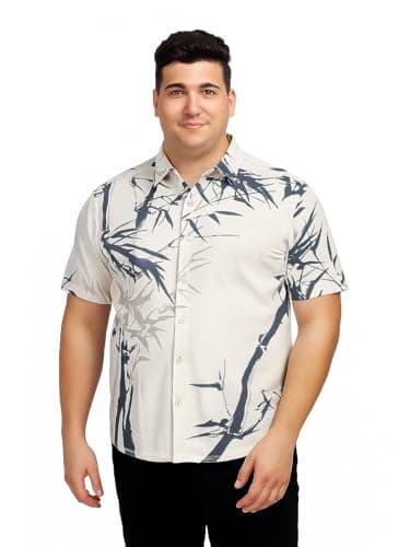 BULLMER Trendy Regular Fit Printed Causal Plus Size Shirt for Men | Men’s Shirts in Plus Sizes only Cream2 XXXXX-Large