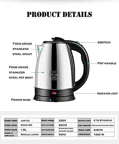 Automatic Electric Kettle 2.0 Litre with Stainless Steel Body for Tea Coffee Making Multipurpose Milk Boiling Water Heater Extra large Boiler with Handle Water Heater Jug 4