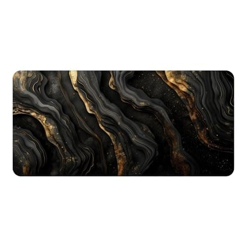 Luxury Black & Gold Marble Extended Mouse Pad Desk Mat (11 x 23 Inches) – Large Gaming Mouse Pad with Non-Slip Rubber Base, Smooth Control Surface for Office, Laptop & PC