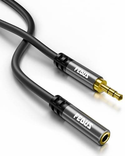 FEDUS BASSX 3.5mm Audio Extension Cable,(TRS, No Mic support) 5 Meter Male to Female Aux Extender Cord, Gold Plated Jack for Headphones, Car Stereo, Speakers, PC, Laptop, Earphone, Headphone, Tablet
