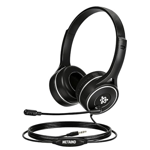 Metaind Wired 3.5 MM Headphone with Mic | Ideal for Teams, Zoom Calls & Call Center Use | Compatible with PC & Laptop | Model: Meta_MT30_3.5MM (Black)