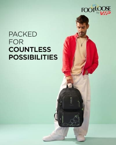 FOOTLOOSE by VIP Kinetic Laptop Backpack for Men & Women | 30 Litre Travel Backpack with 15.6" Laptop Compartment | Office, College, School Backpack (Special Black) 2