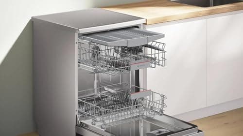Bosch 15 Place Setting (Fits up to 80 utensils) Free Standing Dishwasher for Indian Utensils | Intensive Kadhai Program for Pressure Cooker, Home Connect (SMS6HMI01I, Silver Inox, Inbuilt Heater) 4