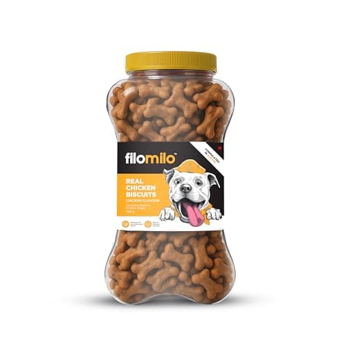 Filomilo Ayurvedic Dog Biscuits with Brahmi & Ashwagandha | Real Chicken Flavour | Boosts Immunity & Brain Health | Made in India | 500 g | for All Breeds