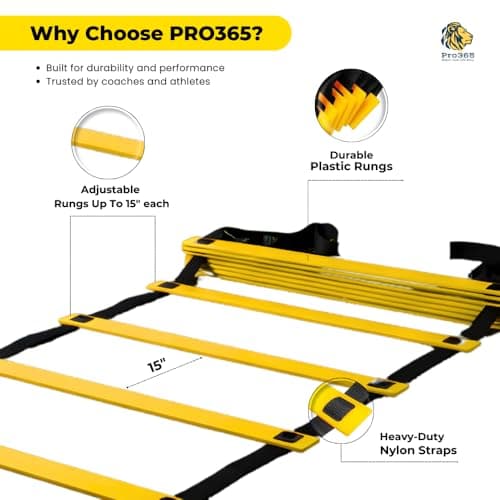 PRO365 Universal Self Training Agility Ladder with Carry Bag | Adjustable Multiple Rungs | Ideal for Soccer, Football, Speed & Fitness Drills | 1 Year Warranty 3