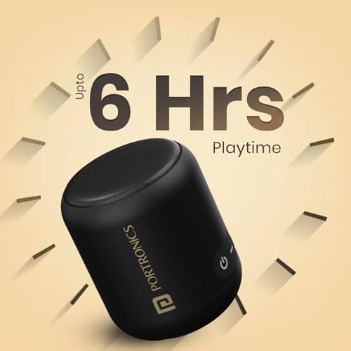 Portronics SoundDrum 1 12W TWS Portable Bluetooth Speaker with Powerful Bass, Bluetooth 5.3V, 360° Surround Sound, USB Drive in, Type C Fast Charging(Black) 4