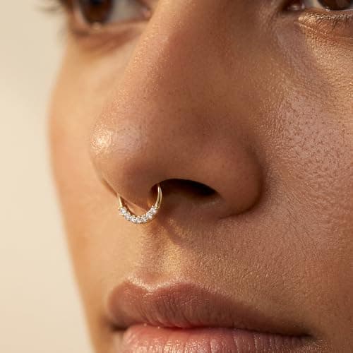 TOUCH925 Pure 925 Silver Classic Zircon Hoop Nose Ring for Women 4
