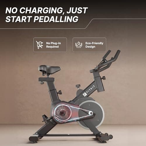 Fitkit by Cult FK8001 Spin Bike with 8Kg Flywheel, LCD display, Adjustable Brake Pad Resistance with Belt Drive System for Fitness at Home Workouts | Max Weight : 130 kg (Black) 5