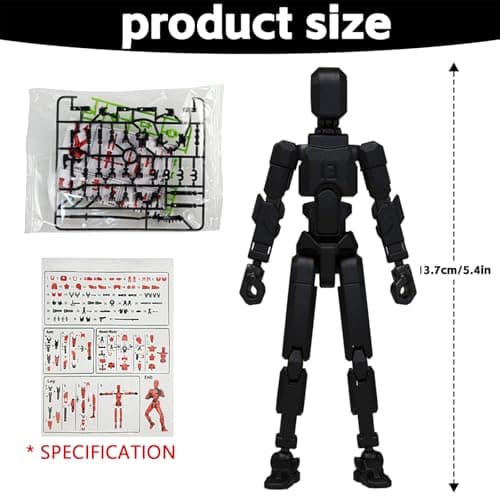 Gozaqe Action Figure Toys,DIY Assembly Dummy 13 Action Figures,Articulated Joints Robot,Desktop Decorations,Gift Idea for Adults (Black) 2