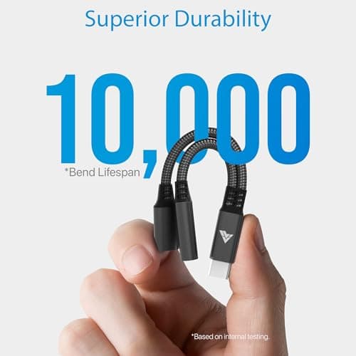 eller santé® DigiCoder 2in1 Type C to 3.5 mm Jack + USB C Charging & Digital Audio 24bit DAC 3.5mm Connector Aux Cable,Headphone,Earphone Converter Splitter for Samsung, Oneplus,iPhone, Phone-Black 4