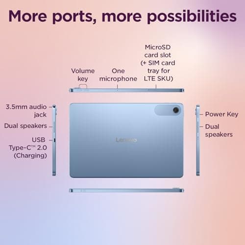 Lenovo Tab| 10.1 Inch Display| Wi-Fi Only| 4GB RAM + 128GB ROM (Expandable up to 1 TB)| Metal Body| Dual Speakers with Dolby Atmos| Android 14| Color: Polar Blue 5