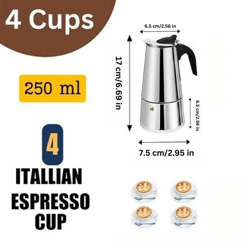 NESTIC Stovetop Espresso Maker Stainless Steel Moka Pot Espresso Maker Percolator Italian Coffee Maker Capable Mocha Coffee Machine Cafe Classic Maker for Home & Camping 360 ml (6 Cups) 2