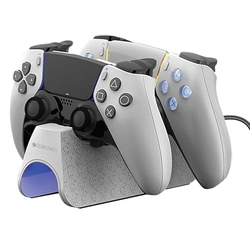 ZEBRONICS PS5C, PS5 Controller Charging Dock, 3H Rapid Charging, Supports Dualsense & Edge Controllers, Dual Pogo Pin, Charging Indicators, Anti-Slip Silicone Base