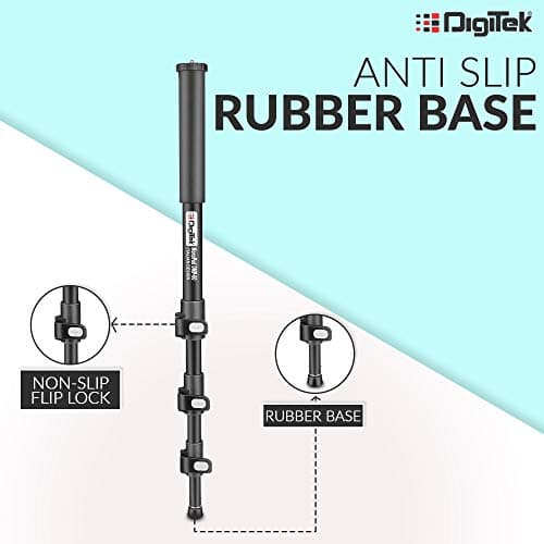 DIGITEK® (DMP 60N) Professional Monopod with 4 Extendable Sections & Dual Mount Thread Adapter (1/4inch and 3/8inch), Load Upto: 5 kgs, Max. Operating Height: 5.15 Feet (Black) 5