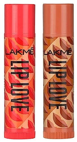 LAKMÉ Lip Love Chapstick Lip Balm, Caramel, 4.5g & Lip Love Chapstick Lip Balm, Apricot, 4.5g